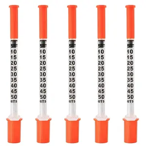 U-100 0.5cc/ml Syringes 31G 5/16 inch(8mm) needles Individual Pack of 36