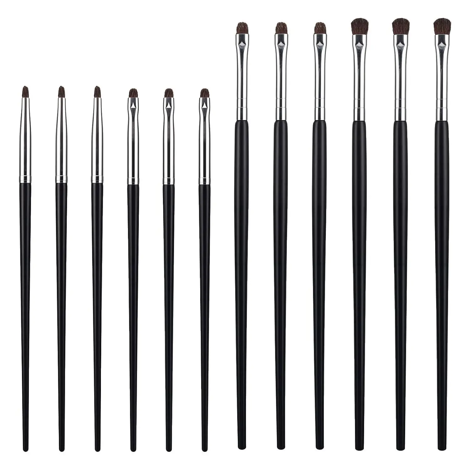 8Pcs Eye Makeup Brush Set - Mini Smudge Brushes for Eyeliner, Eyeshadow, Powder, Gel, Cream, Liquid Concealer, Blending, Corner & Highlighter, Soft Natural Pony HairGift