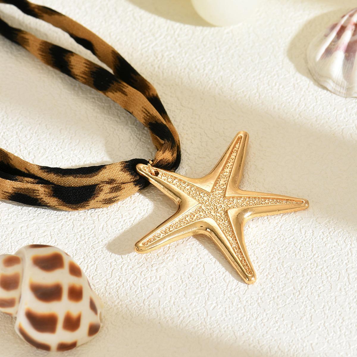 Wholesale cross necklaces for European and American cross-border markets, leopard print, flower, heart pendants, summer ocean shell and starfish collarbone chains