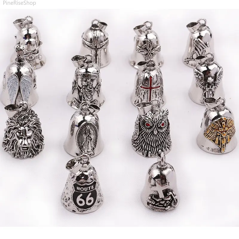 Vintage Distressed Enamel Feather Wing Angel Cross Bell Biker Charm & Twilly, Casual Male Bells Accessory for Daily Outdoor Matching Use