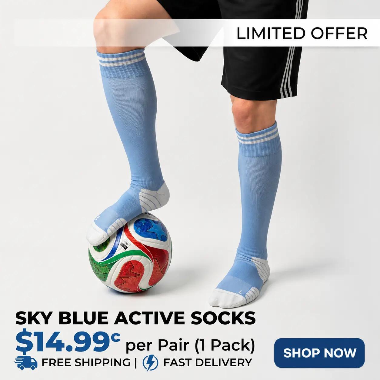 JUPICHUBI Unisex 3-Pack Over-Calf Soccer Futsal Socks, Spandex Blend Machine Wash Power Grip Athletic Socks with Cushioning, Anti-Slip, Breathable Mesh & Seamless Toe for Training
