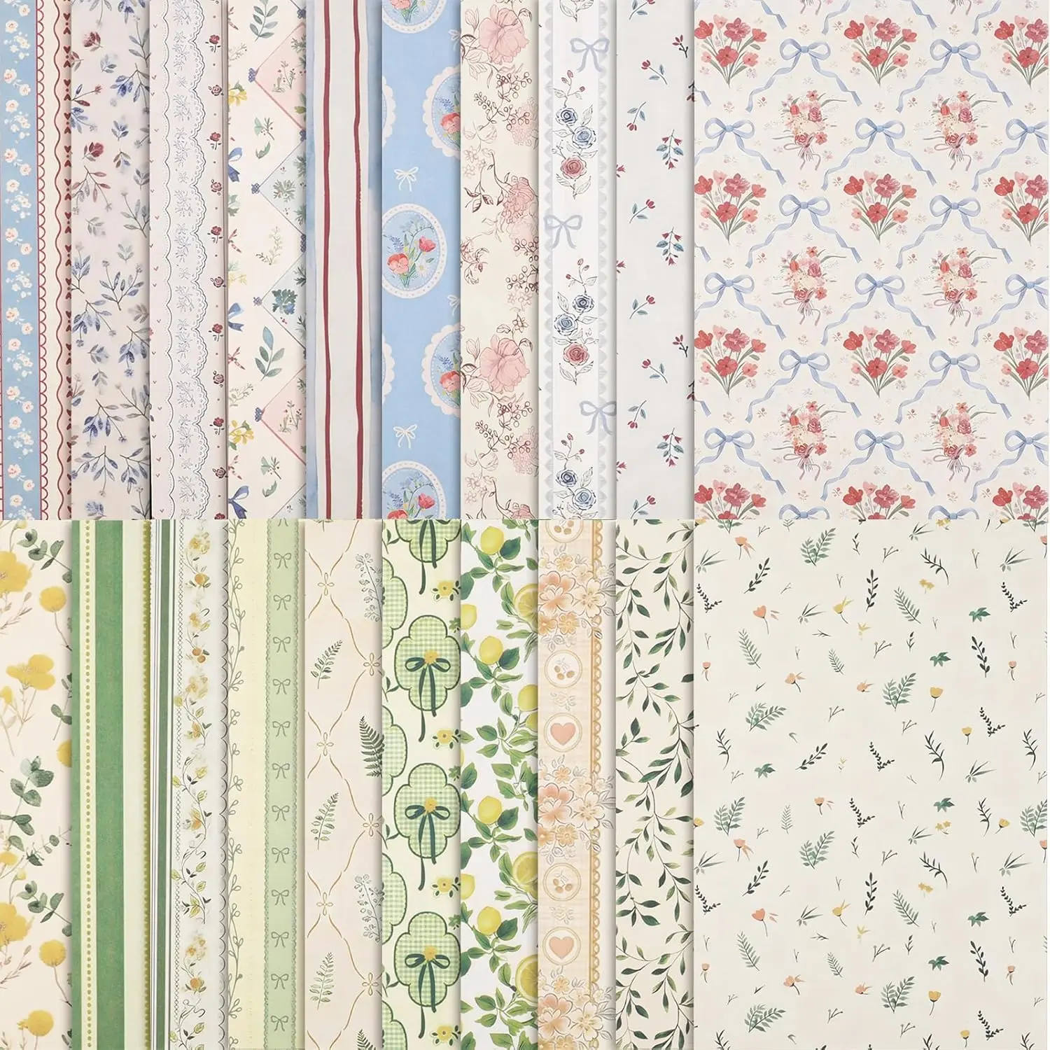 60-Sheet Double-Sided Floral Scrapbook Paper Set, 5.5×8.3 in Craft Paper for DIY Scrapbook Albums, Greeting Cards, Decor Origami Crafts