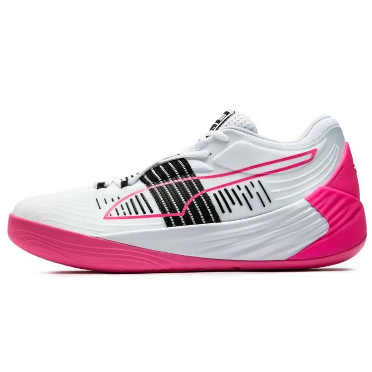 PUMA Fusion Nitro Round Toe Lace-Up Fabric Polyurethane Shock Absorption Non-Slip Wear-Resistant Support Low-Top Basketball Shoes 195514-09