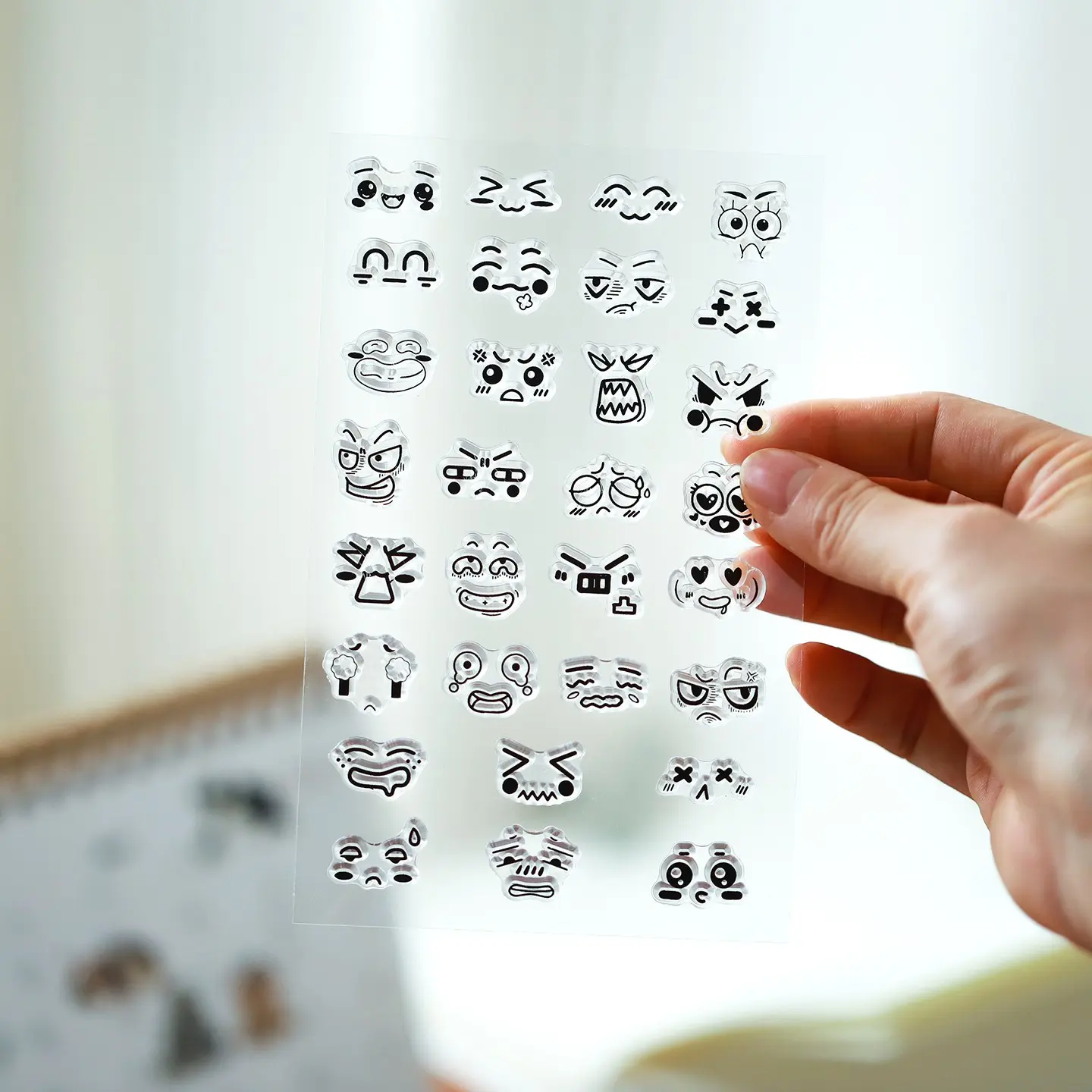 Transparent Silicone Stamp for Bullet Journal, Kids' Emotional Expression Pattern, DIY Mini Decoration, Cute Mood Stamps, Craft, Junk Journaling Supplies