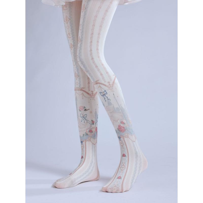 New Printed Pantyhose, Gorgeous Patterned White Pantyhose, Girl COS Socks, Cute With Comfortable Base Socks, Personalized Girly Socks butt pad lace  pajamas warm woman sexy  cloth