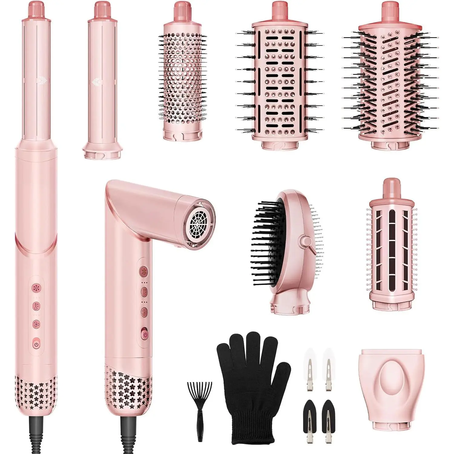 8-in-1 Multi-Use Hair Styler & Wrap Air Curler, 1400W Power Compact Foldable Bio-Plastic Mix Tool for All Hair Types (Personal Care Appliance)