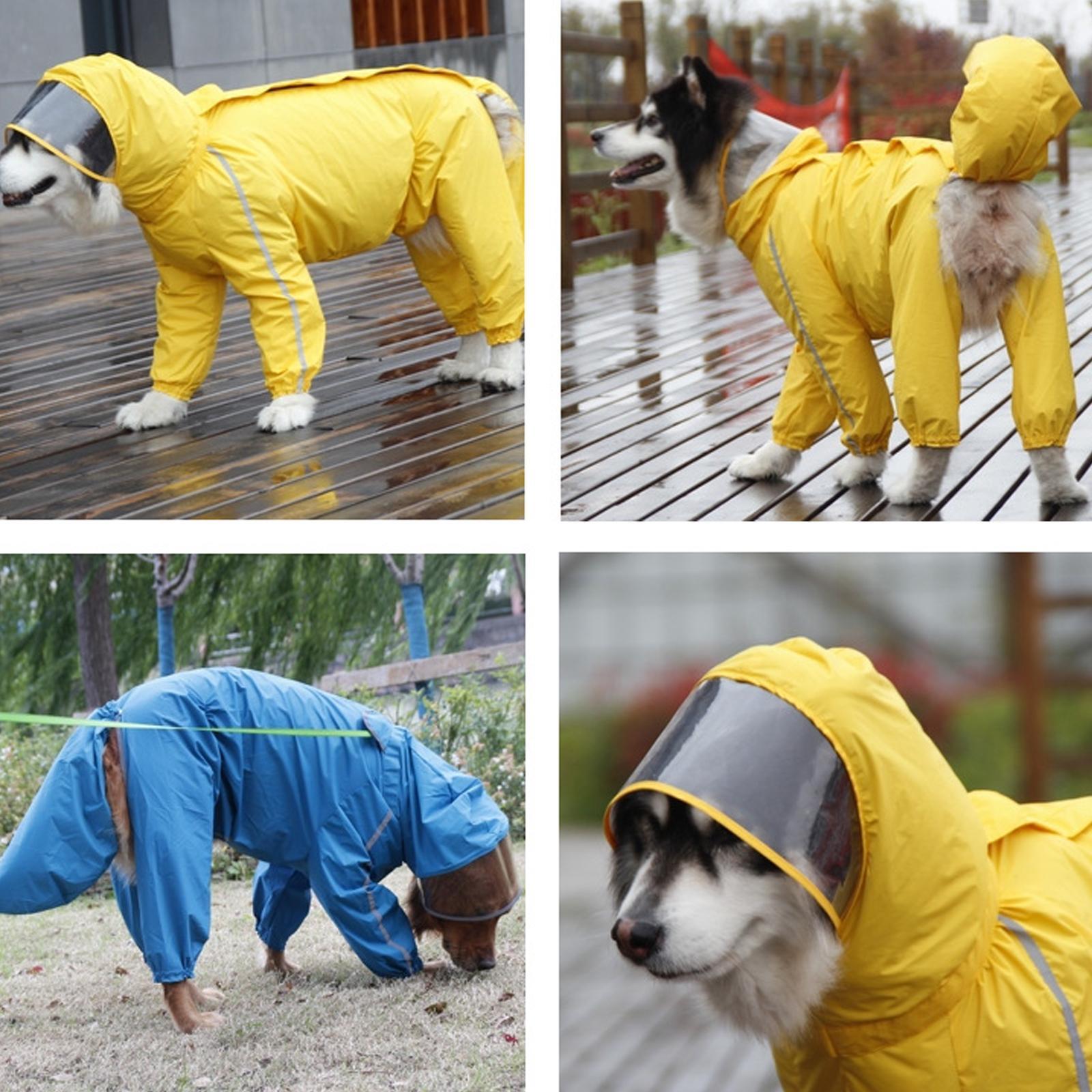 Adjustable Reflective Dog Raincoat, 1 Count Waterproof Dog Raincoat with Detachable Tail Cover, Lightweight Pet Raincoat for Small Medium Large Dogs