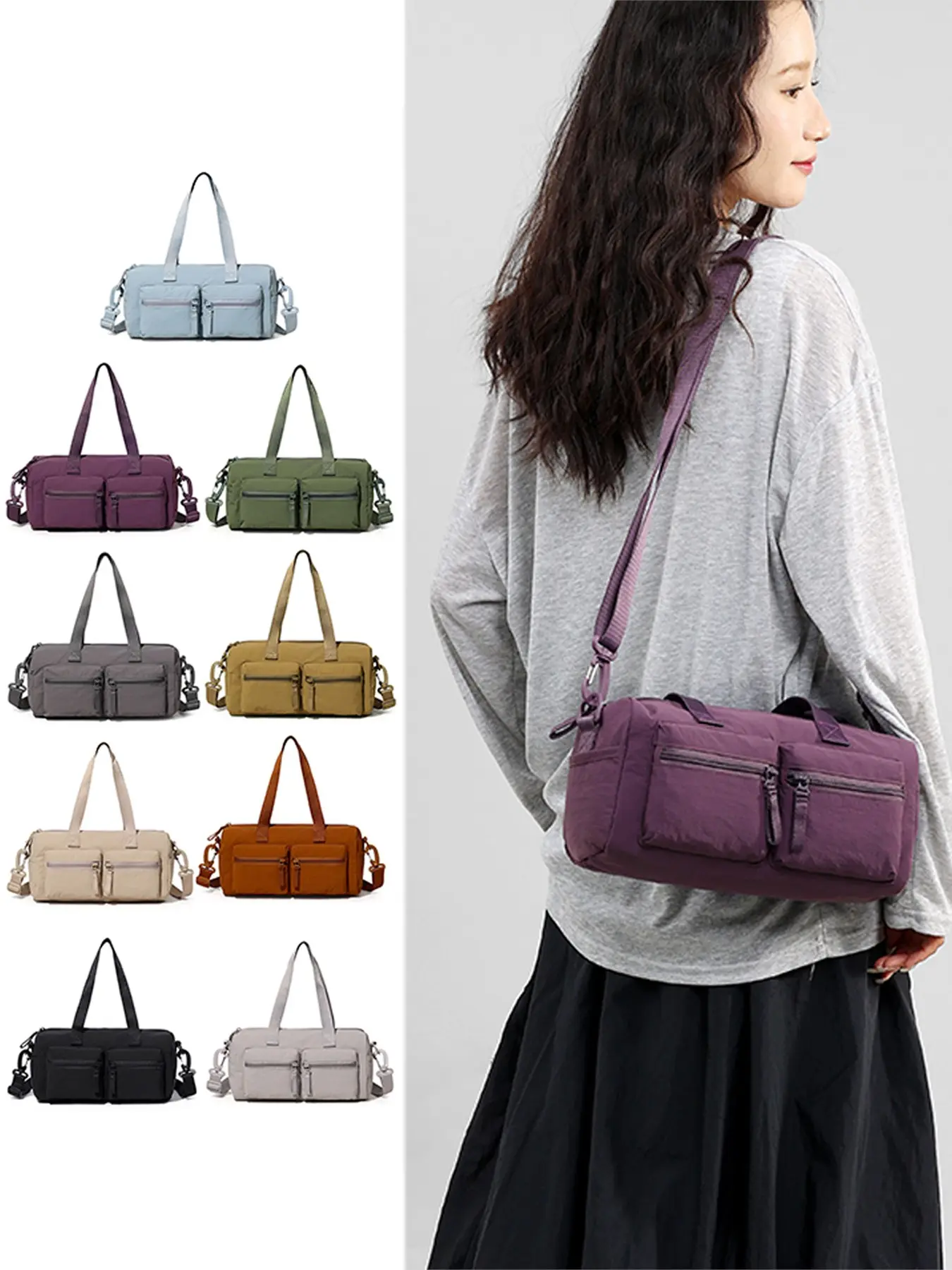 Simple and casual multi-pocket crossbody bag, lightweight with three ways to carry: handheld, shoulder, or crossbody. Multiple external pockets make it convenient for storage, perfect for daily commuting, stylish Casual Fashion Bag