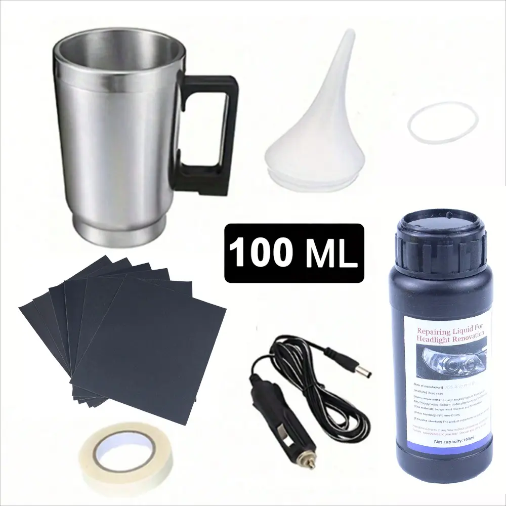100ML Car Headlight Restoration Kit, Yellowed Lens Oxidation Repair Liquid, Auto Headlight Care Tool Set, Vehicle Lighting Maintenance