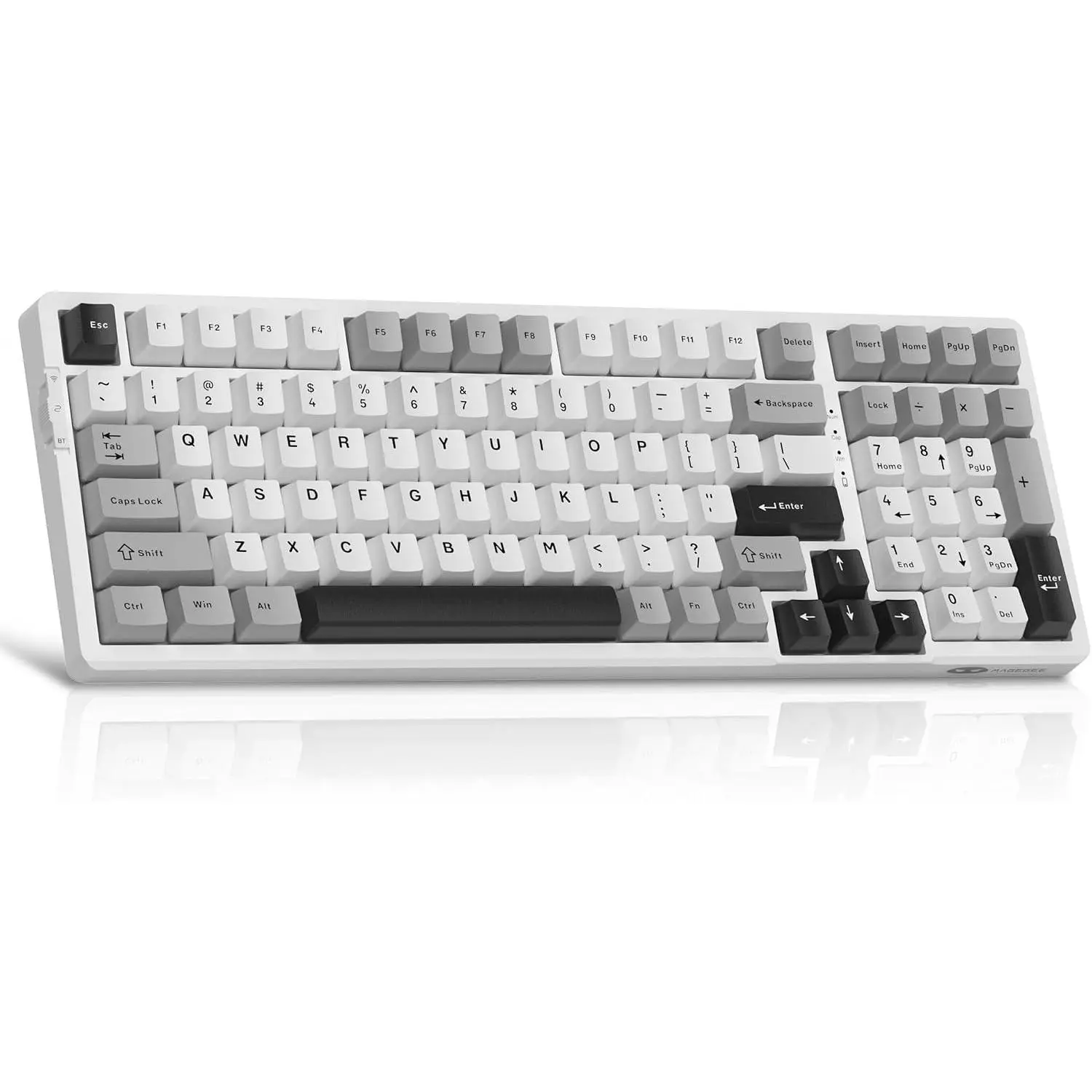 LIGHT100  Creamy Keyboard, Gasket Structure Hot Swappable, Tri-Mode 2.4G/USB-C/BT5.0 RGB Backlit Mechanical Gaming Keyboard for Win//PC, PBT Keycap, 4000mAh , Grey