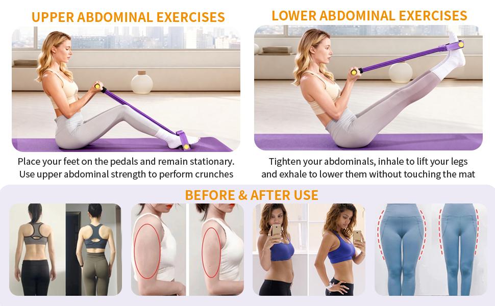 Foot pedal resistance band with handle – six-tube design, 50 lbs pull, natural rubber material; specially designed for…