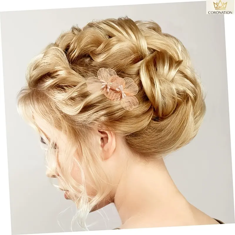 Handmade Wire Flower Hair Comb, Aesthetic Bridal Side Comb Hair Accessories for Women, Elegant Floral Hair Piece with Double Flower Design, Lightweight Romantic Wedding Hair Clip for Bride, Bridal Shower, Photoshoot and Special Occasions