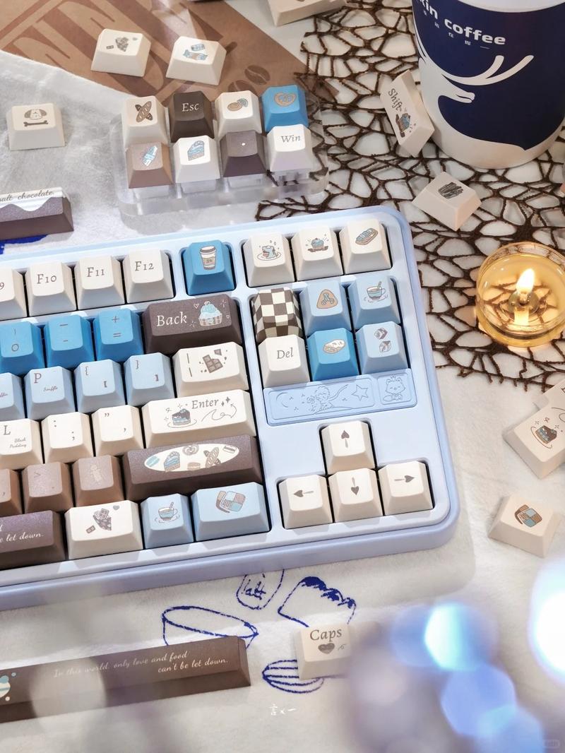 130 Keys PBT Keycaps Sea Salt Chocolate Theme Cute Keycaps Cherry Profile Dye Sublimation Custom Key Caps Set for Cherry Gateron MX Switches Mechanical Keyboards