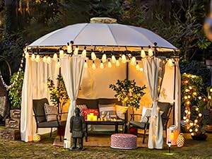 Outdoor String Lights Patio Lights Shatterproof ST38 Vintage Edison Bulbs, Outside Hanging Light Waterproof for Porch, Deck, Garden, Backyard, Balcony Outdoor Decorative String Lights for Halloween, Christmas