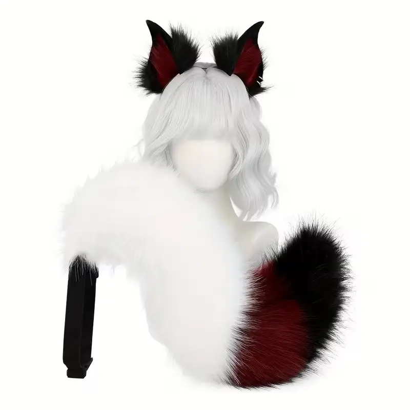 2-Piece Cute Fox Costume Set, Adjustable Tail and Ears, Perfect for Animal Theme Parties, Role Play, Gift for Friends and Family