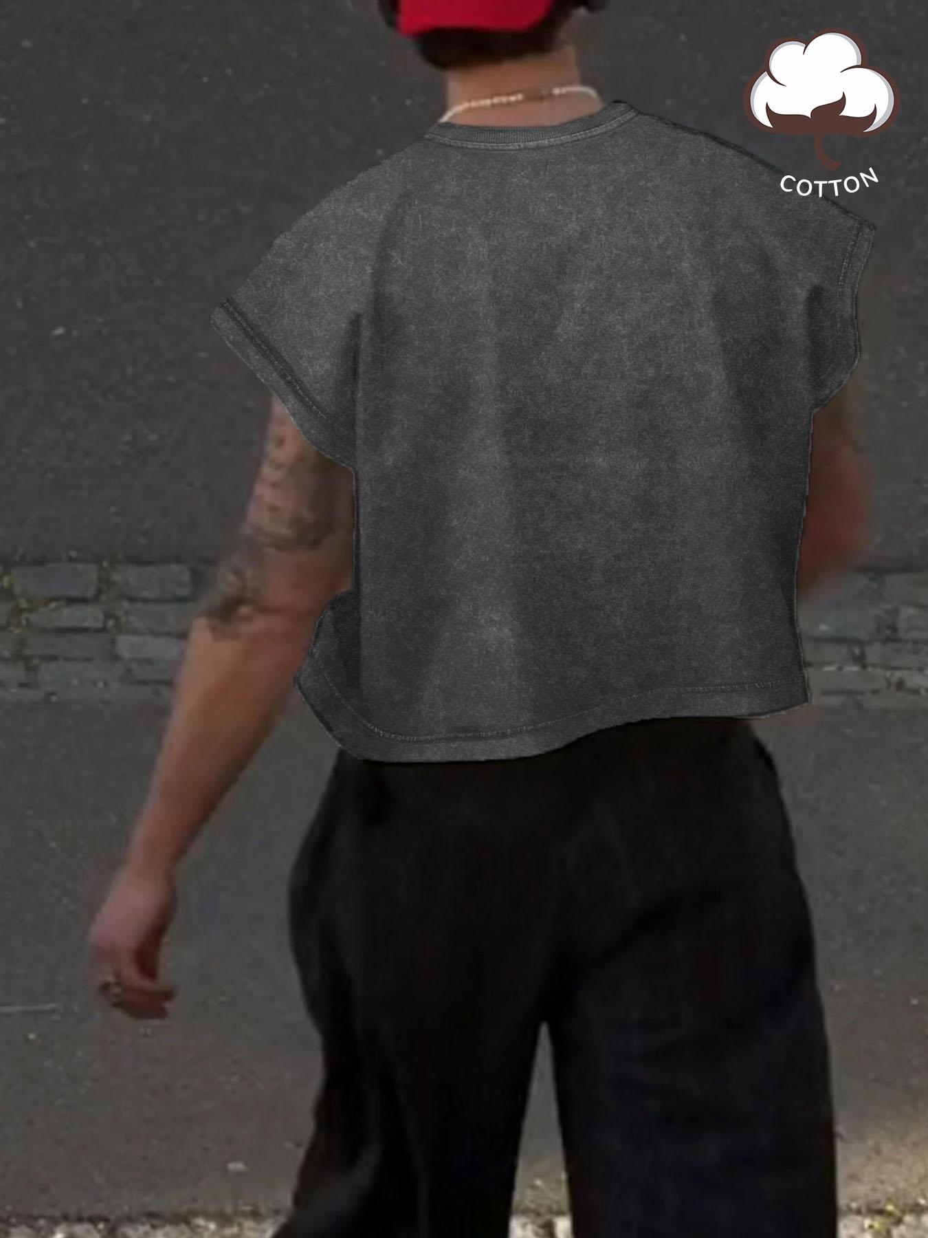 Men's Basic Solid Color Crop Tank Top, Regular Fit Casual Sleeveless Round Neck Top for Summer, Fashion Men's Clothes for Daily Wear