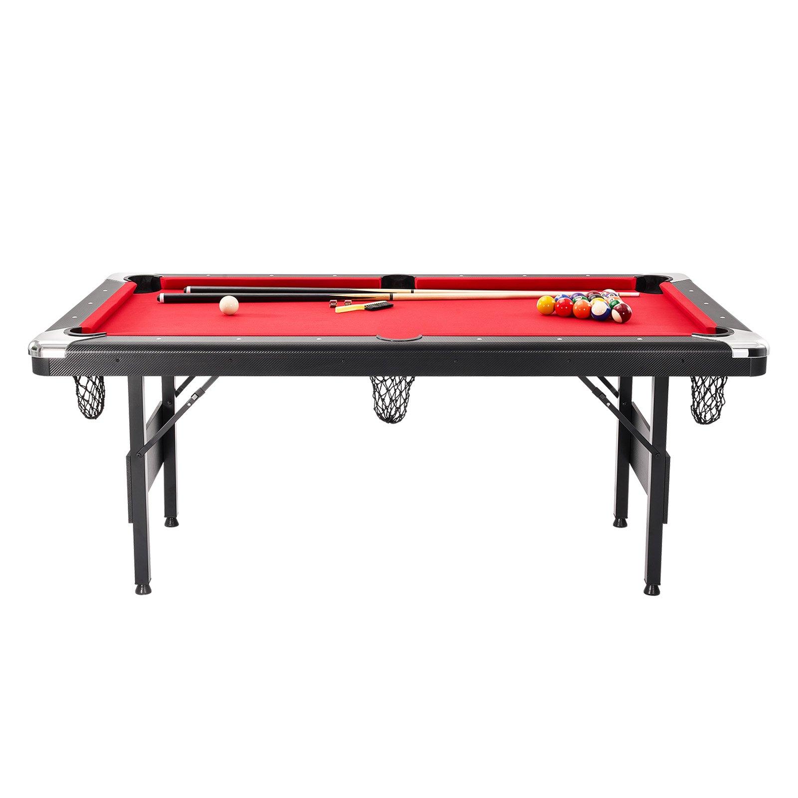 VEVOR Billiards Table, 6.3 ft Pool Table, Portable Foldable Space-Saving Table, Billiard Table Set Includes Balls, Cues, Chalks and Brush, Black with Red Cloth, Perfect for Family Game Room Kid Adult VEVOR Billiards Table, 6.3 ft Pool Table, Portable Foldable Space-Saving Table, Billiard Table Set Includes Balls, Cues, Chalks and Brush, Black with Red Cloth, Perfect for Family Game Room Kid Adult