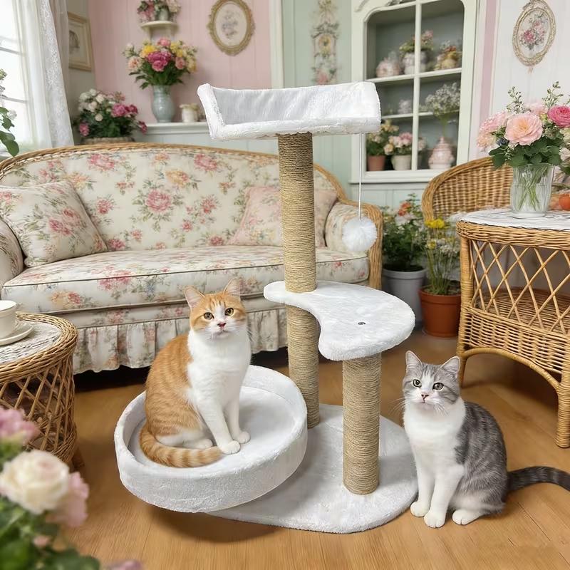 Large Multi-Layer Cat Tree Apartment Villawith Artificial Leaves,Anti-Caress Design,Durable Base, Suitable for Indoor Cats
