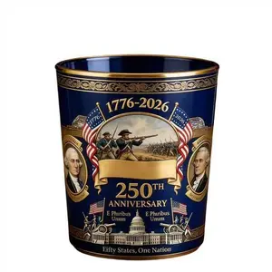 American 250th Anniversary Blue Dual Head Memorial Whiskey Glass, Commemorative Whiskey Cup, Unique Gift for Whisky Lovers