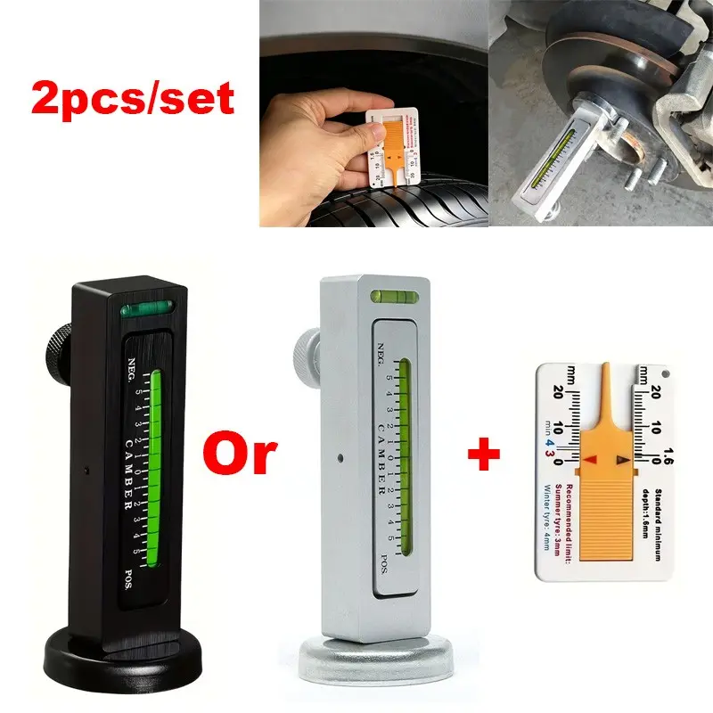 2-Piece Adjustable Magnetic Measurement Tool for Wheel Caster and Toe Angle, Car Truck RV, Tire Repair and Alignment Tool