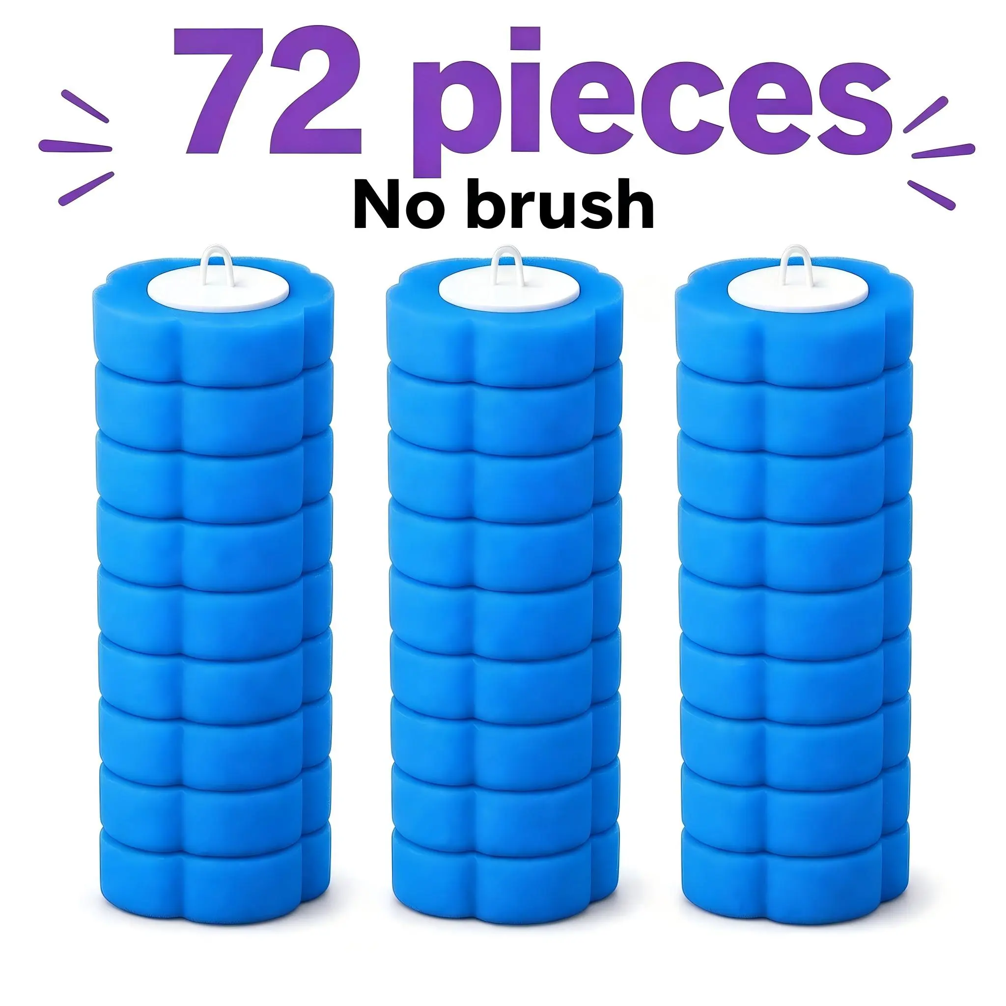 72/48/24-Pack Disposable Toilet Brush Refill Heads, Household Cleaning Supplies, Deep Cleaning, 360 °     Coverage, Removes Stubborn Stains, Ideal for Bathroom Hygiene