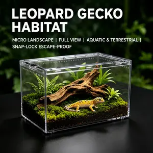 Acrylic Reptile Terrarium, Desert Habitat for Geckos, Tree Frogs, Snails, Lizards, Pet Snake Enclosure, Eco-Friendly Vivarium