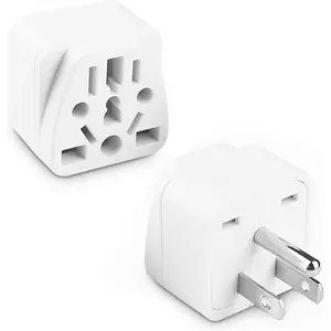 2 Pack  Travel Plug Adapter, EU,UK,AU,CN,NZ, to  (Type B), 3 Prong Grounded  Wall Plug, European to  Plug Adapter, UK to  Plugs Adapters,  to  Adapter Plug, White