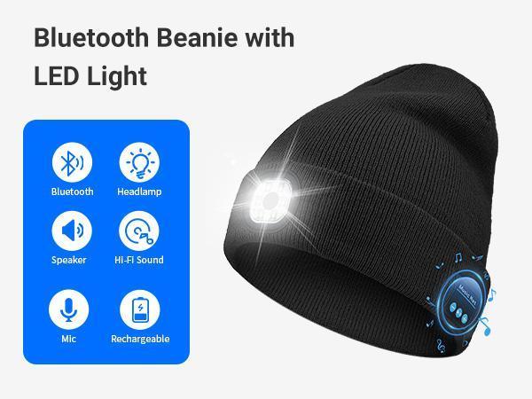 M1-BL10 Bluetooth Beanie with LED Headlight and Removable Speaker, USB Rechargeable warm Hat LED Hat for Music and Calling, sport,outdoor,Unisex Festivals/Birthday Gift M1-BL10 Bluetooth Beanie with LED Headlight and Removable Speaker, USB Rechargeable warm Hat LED Hat for Music and Calling, sport,outdoor,Unisex Festivals/Birthday Gift