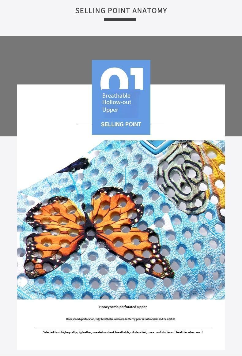 Butterfly Print Mesh Clogs for Women, Breathable Slip On Mules, Lightweight Non Slip Casual Summer Sandals, Cute Comfortable Nursing Shoes for Indoor Outdoor Beach, Trendy Aesthetic Footwear