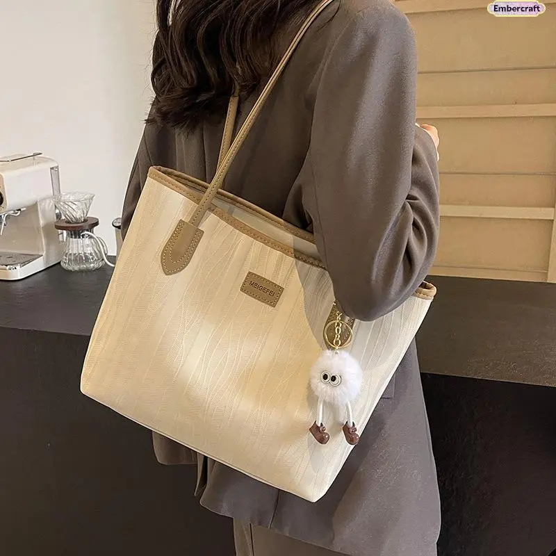 Women's Soft Leather Tote Bag, a Stylish Minimalist Work Bag with Shoulder Strap, Large Capacity Lightweight Commuter Purse for Daily Use, Bags For Women