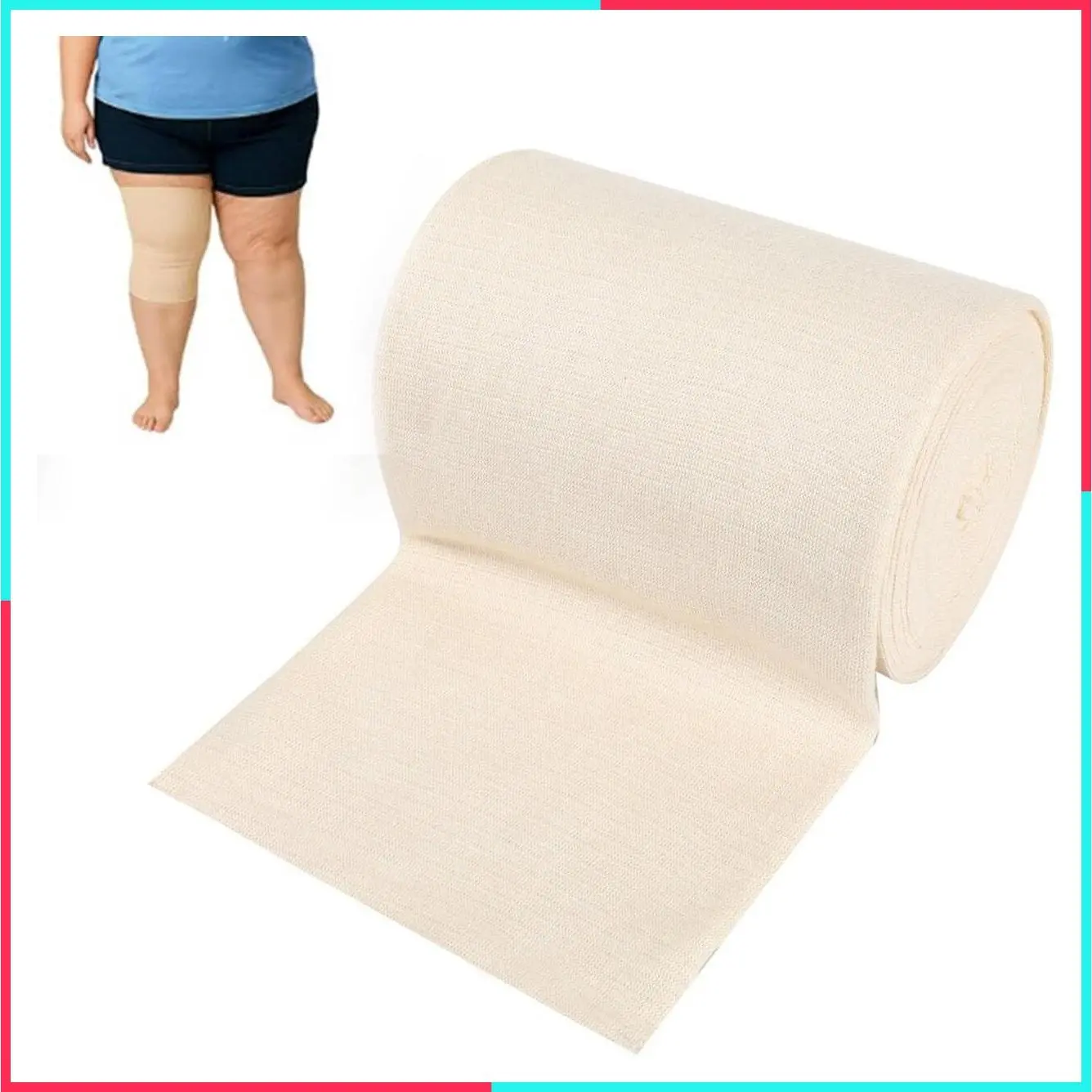 Elastic Tubular Compression Bandage Roll - Breathable Cotton Stockinette Sleeve for Plus Size Leg Knee Wound Care, Size H (2 Inch x 5.5 Yard)
