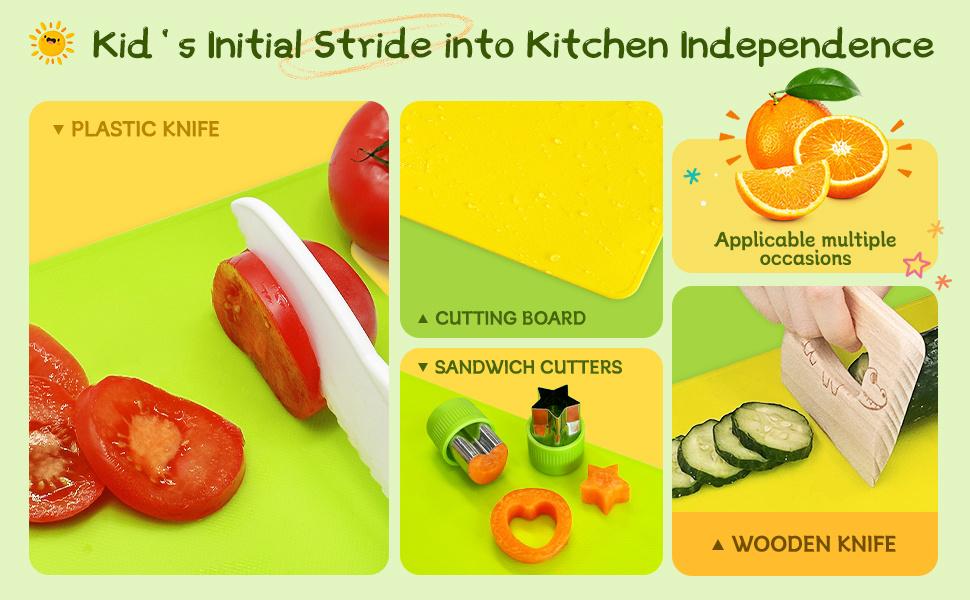 13 Pieces Kids Safe Knife Set for Real Cooking Child-Friendly Plastic Chef Tools Montessori Kitchen Toys for Toddlers with Bright Colors Gifts for Boys and Girls