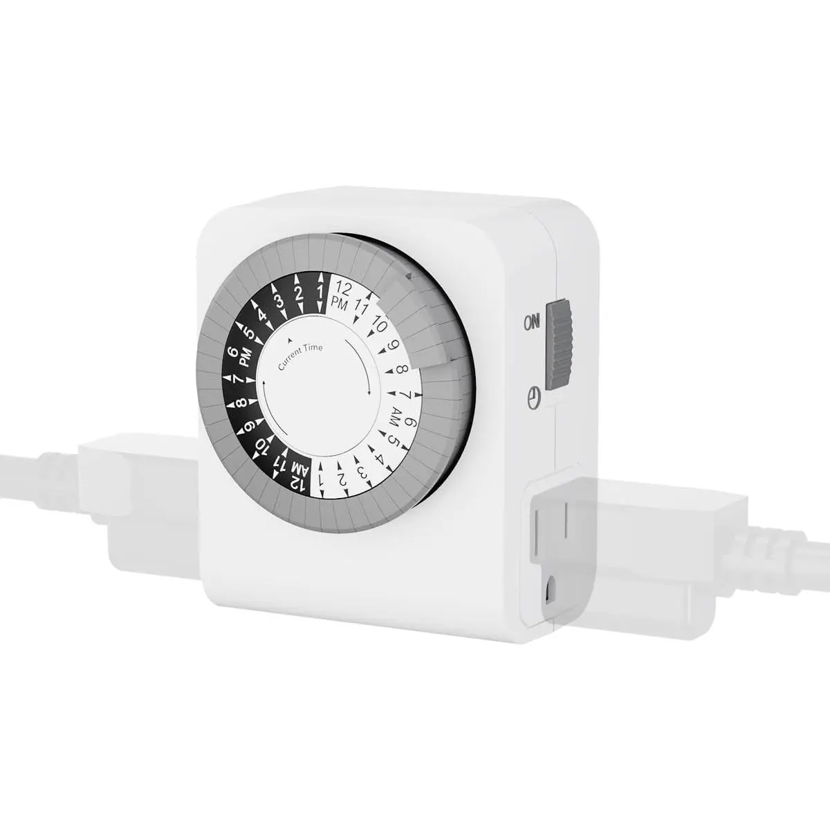 Outlet Timer with 2 Grounded Outlets, Mechanical Light Timer for Electrical Outlet Indoor, 24-Hour 3-Prong for Lamp,Indoor Lighting,Fan and Christmas Light (1 Pack-3Prong( Outlet))