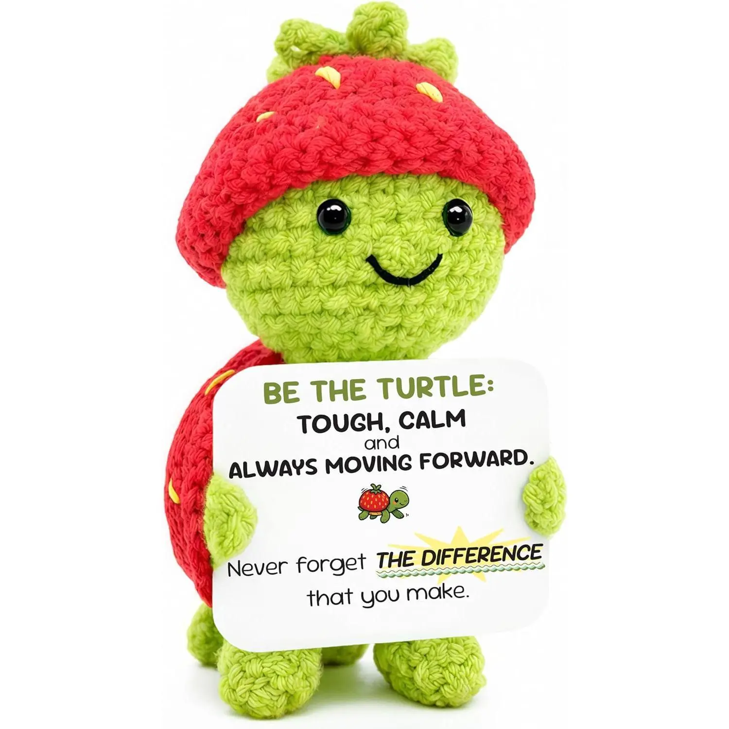 Teen Girl Gifts Trendy Stuff Graduation Gifts, Strawberry Turtle Crochet – Be The Turtle Positive Crochet Animals, Handmade Stuffed Animal, Employee Appreciation Gifts Positive Turtle Gift