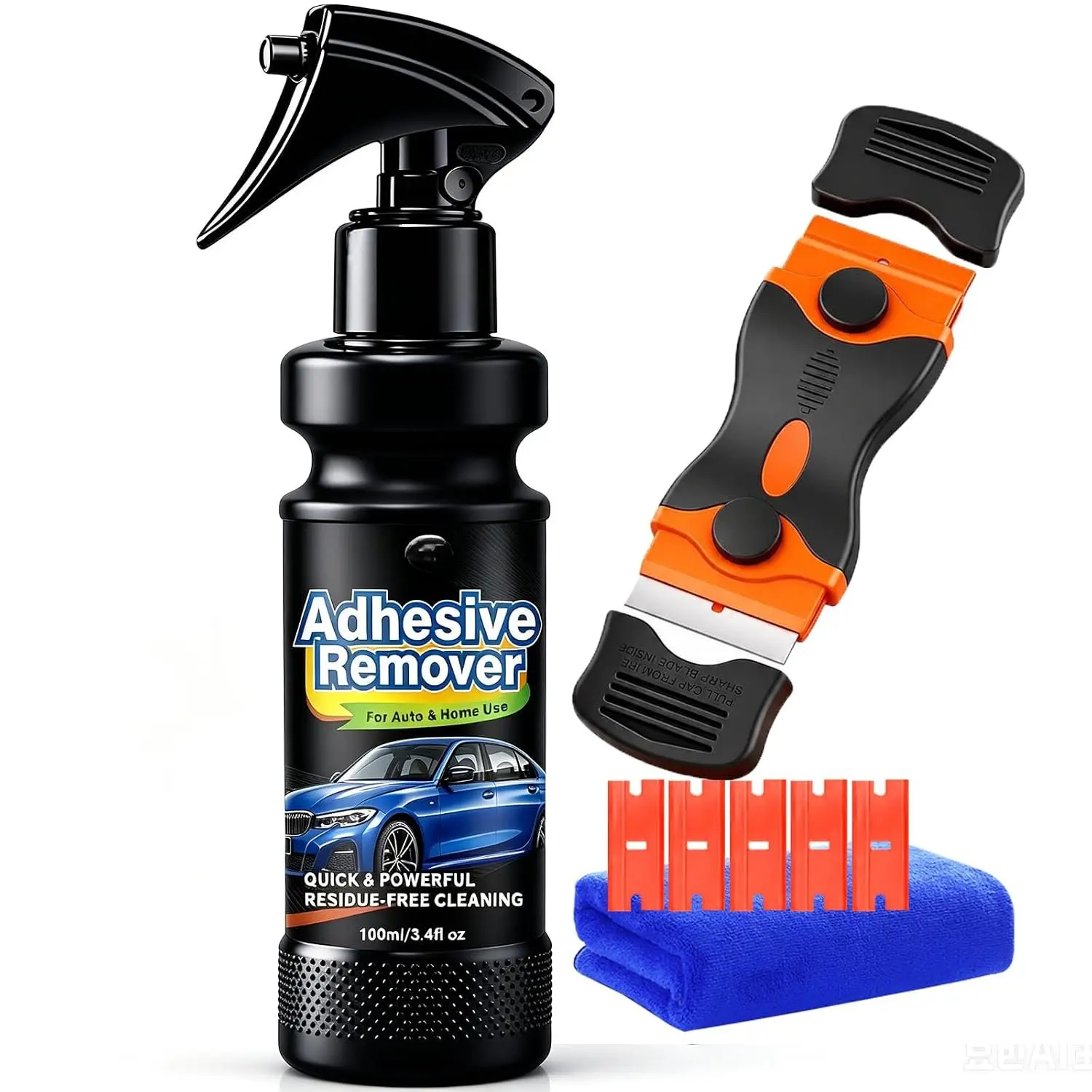 Adhesive Remover, Sticker Remover for   & Glass –  that Dissolves Decal, Glue & Tape , Safe  Surfaces, Removes Sticky Labels, Includes Scraper, Spatula & Towel, 3.4oz/100ml