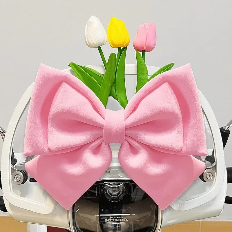 Creative Tulip Bow Decoration Hanging Ornament, Cute Car Accessories, Butterfly Knot Pendant, 1pc Creative Decorative Item