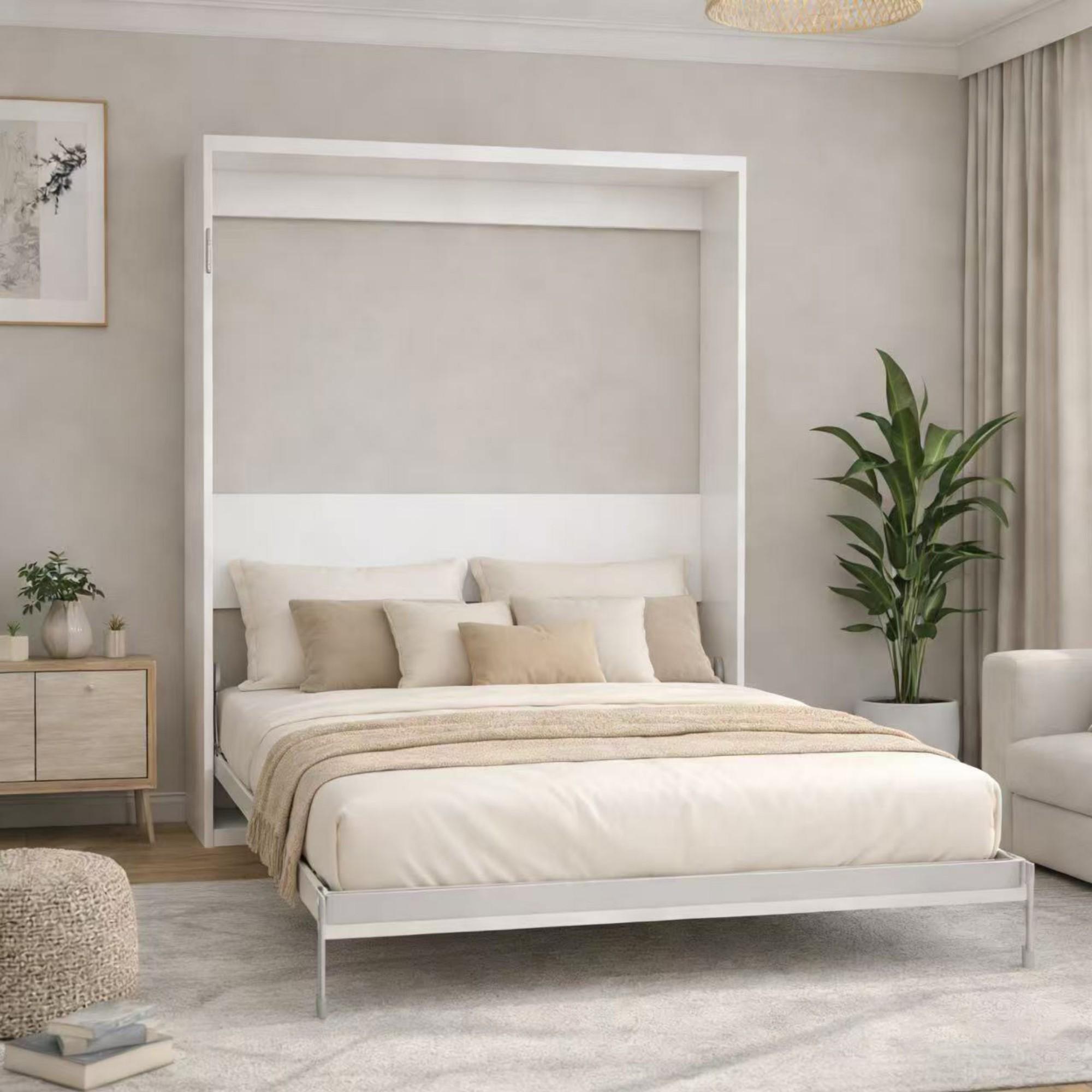 ARCH Multifunctional Vertical Standard Murphy Wall Bed With Queen Size Grey Bed Frame Space-Saving Folding Wall Bed for Living Room