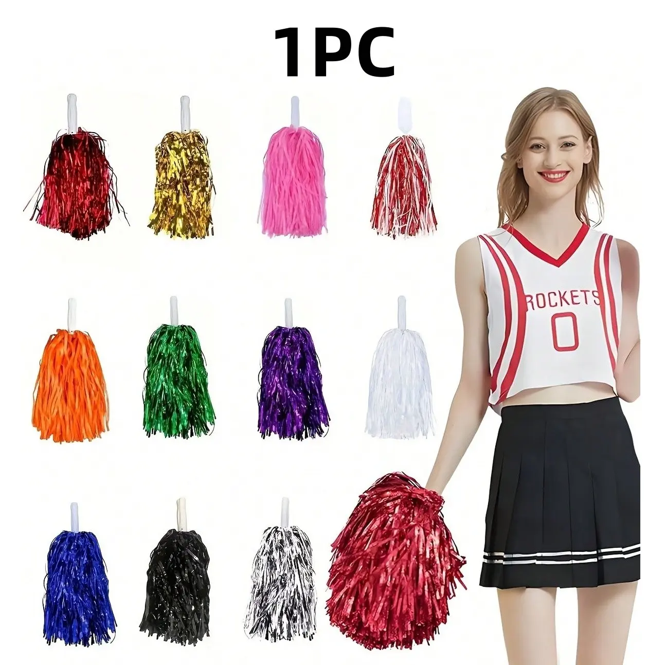 Colorful Cheerleading Pom Poms, Lightweight Durable Pet Material, Ideal for Sports and Dance Performances, Enhance Team Spirit, Pompoms