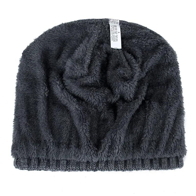Hot Sale Unisex Warm Winter Hat Jeans Label Stylish Plush Fur Lined Soft Beanie Hat Thick Winter Hats For Women Men Knitted Hat