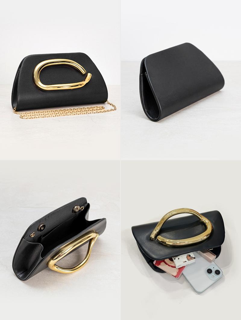 Elegant Women's Evening Clutch Bag, Detachable Shoulder Strap, Smooth Metal Decorations, Magnetic Closure, Perfect for Festivals & Parties, Elegant Stylish Purse