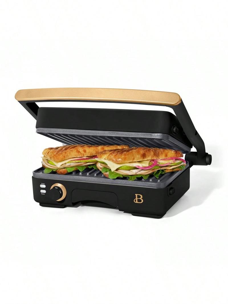 Premium 2-in-1 Panini Press & Grill with Nonstick Plates – White Finish, Dishwasher-Safe