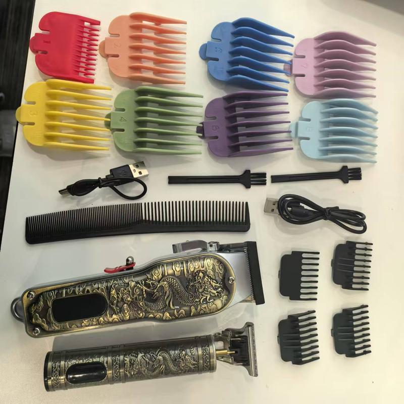 Professional Hair Clipper Set, 1 Box Rechargeable Hair Trimmer & T-blade Trimmer & Accessories, Hair Cutting Kit for Men, Barber Hair Clippers, Cordless Hair Trimmer, Multifunctional Hair Trimmer