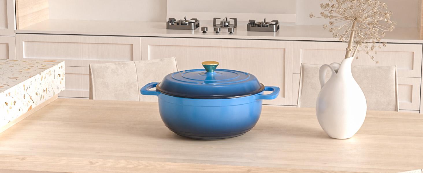 ROVSUN Enameled Cast Iron Round Dutch Oven, 5/6/7.5QT Pot with Lid &Dual Handles with Silicone Gloves,Oven Safe up to 500°F, Heavy-Duty Pre-Seasoned Cookware for Bread Baking, Braising, Stews, Roasting,Nonstick Durable Cooking,TikTokShopBlackFriday