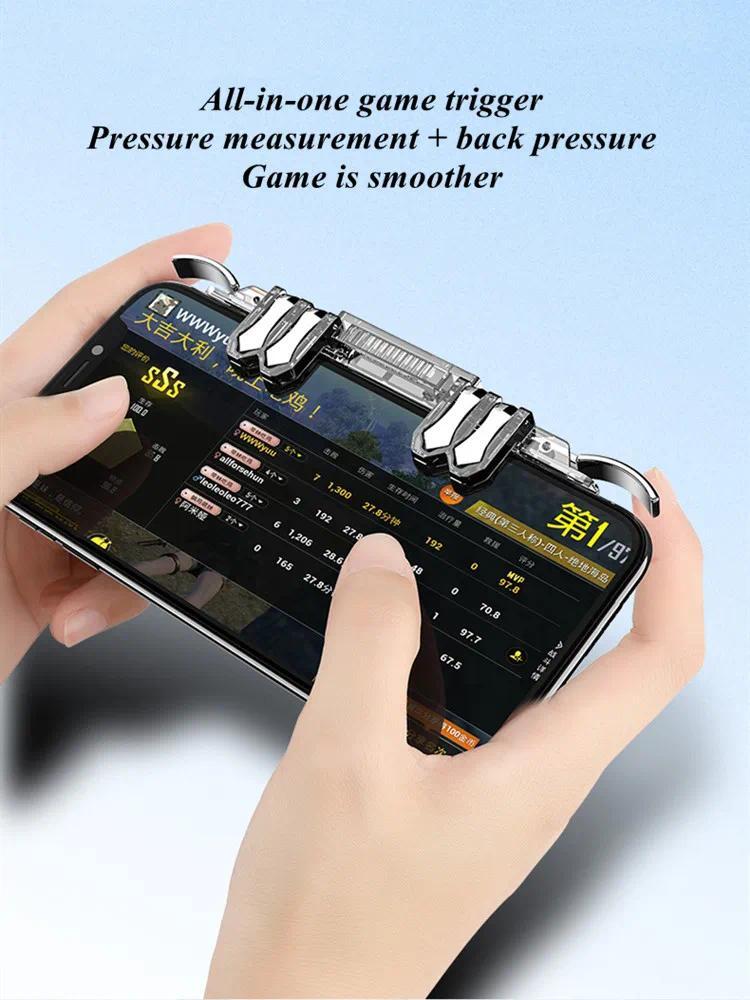 Mobile Phone 6 Fingers Game Trigger Handle for IPhone Android PUBG Aim Shooting Alloy Key Button Gamepad Joystick Controller phone trigger