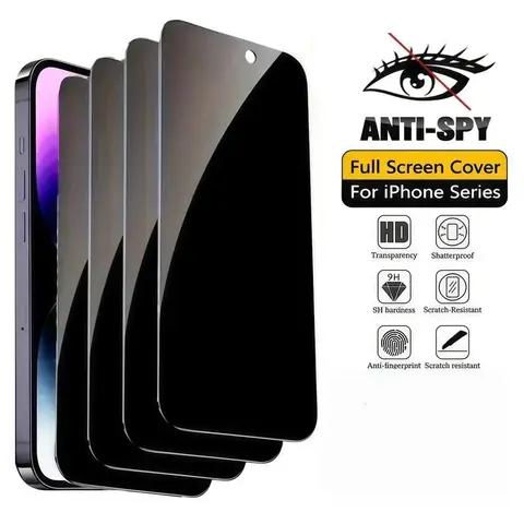 2Pcs Anti-Spy Privacy Tempered Glass Screen Protectors, Phone Accessories, Protective Shield Compatible with iPhone 11/12/13/14/15/16/16e/17/18 Plus/Air/Pro Max