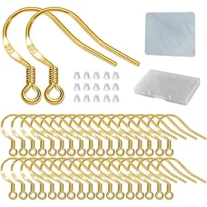 Earring Hooks - 120 count/60 Pairs  plated copper  Ear Wires Fish Hooks for  Making,  Findings  with 120 count Rubber Earring Backs Stopper for DIY Earrings