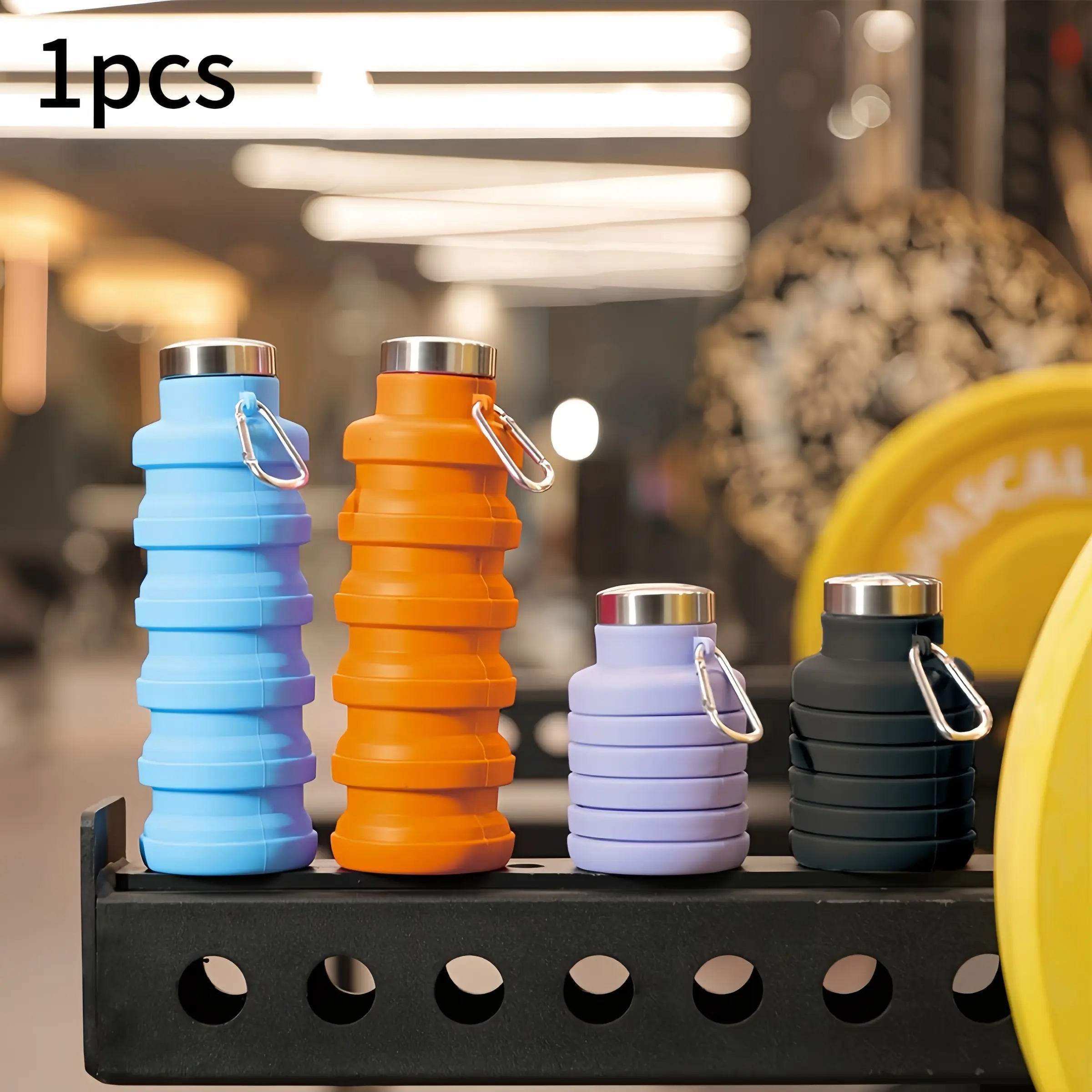 Portable Folding Cup, Reusable Silicone Water Bottle, 16oz Leak-Proof Travel Mug, Lightweight Outdoor Camping Hiking Gear