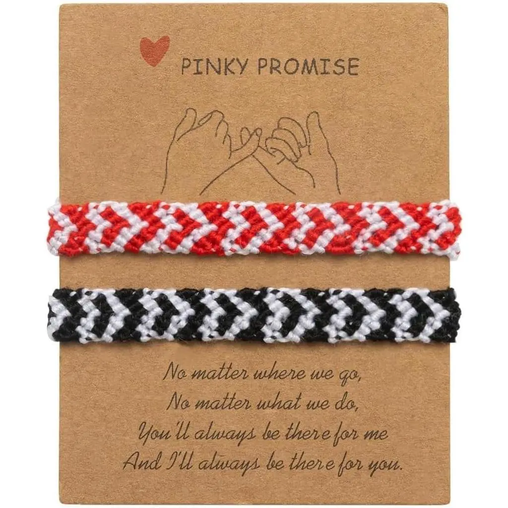 Heart Friendship Braided Bracelets Pinky Promise    Distance Matching Adjustable Rope for Women Valentine Couple Family