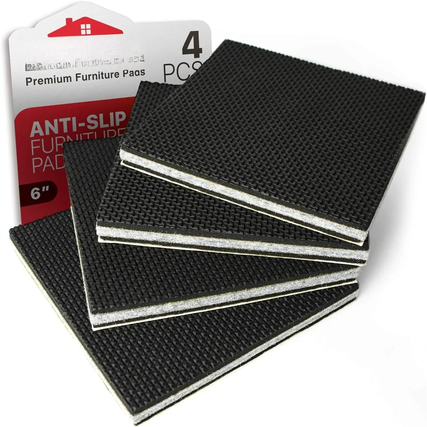 Non Slip Furniture Pads – 4 count  Furniture Grippers 6"!  SelfAdhesive Rubber  Furniture  – Ideal Non Skid Furniture Pad Floor Protectors – Keep Furniture in Place!