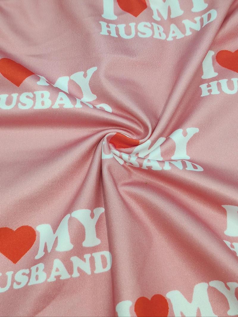 Women's Letter & Heart Print Skinny Shorts, Casual Comfy Elastic Waist Shorts for Daily Wear, Ladies Bottoms for Summer